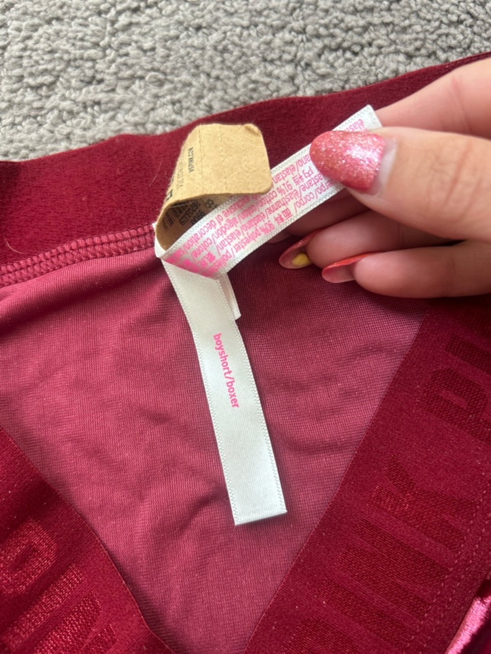 Victoria's Secret PINK Crushed Velvet Boyshorts Maroon Cranberry NWT | Size S - Picture 4 of 7